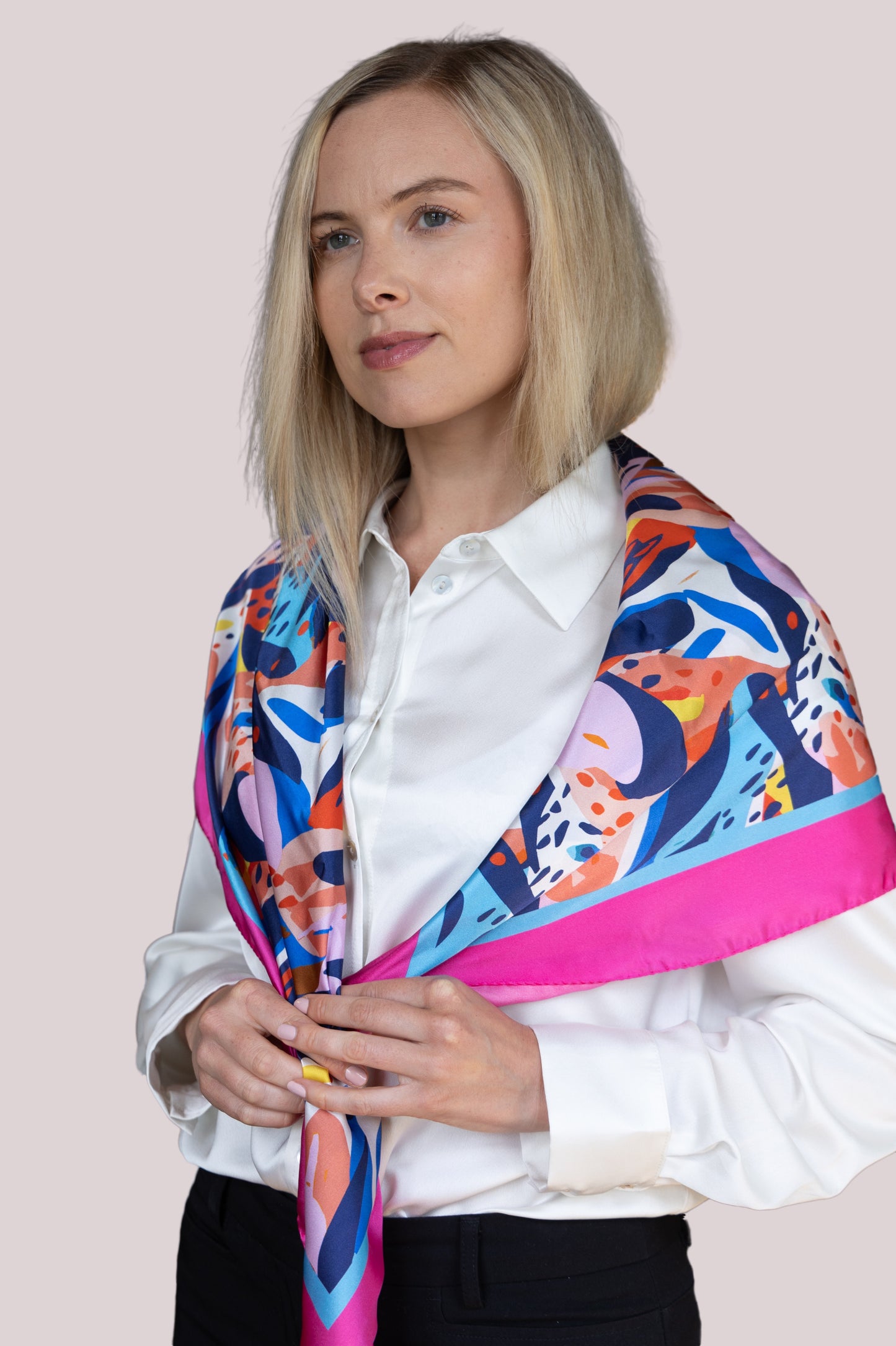 Pink Haze Square Silk Scarf