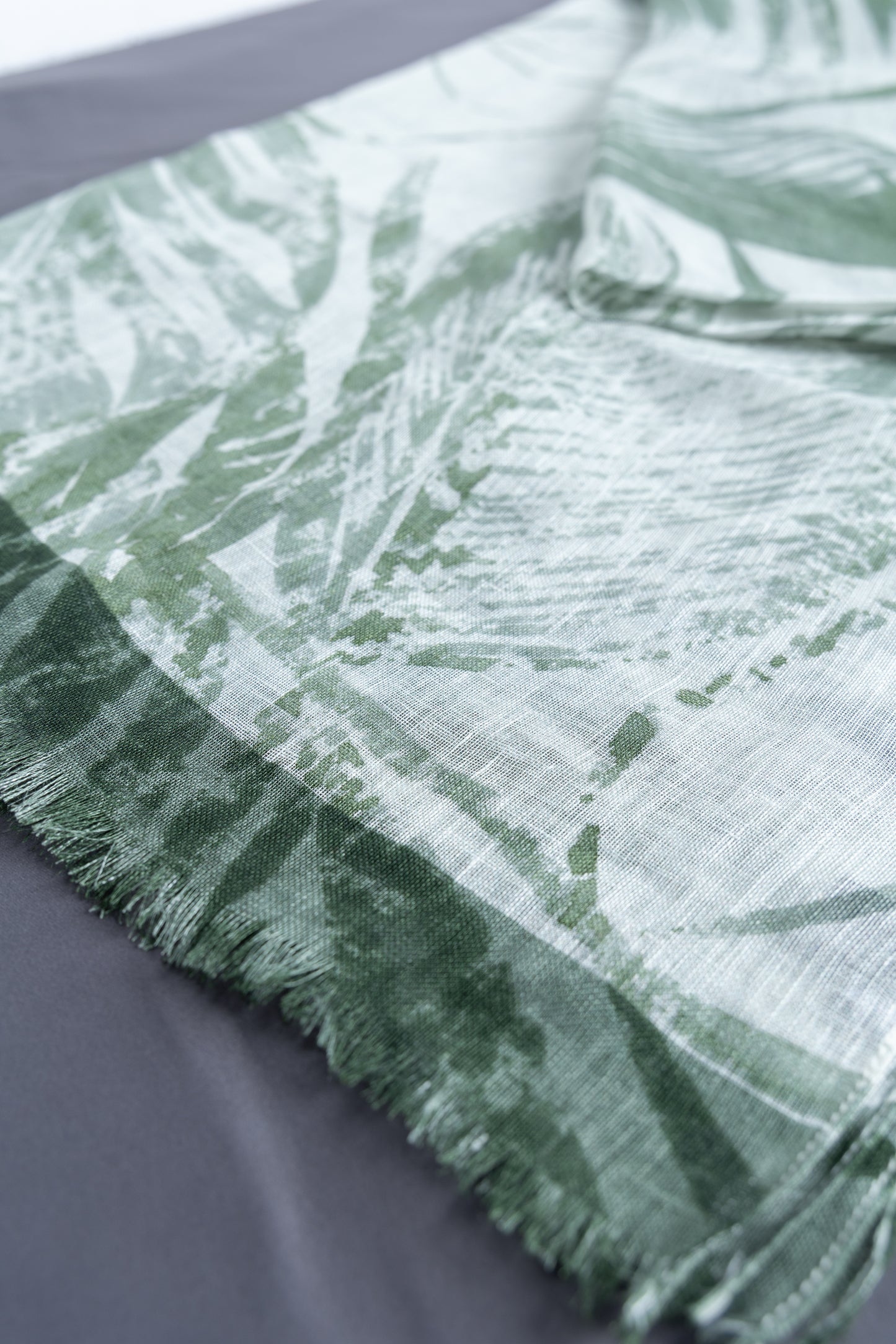 Verdant Breeze Linen Scarf in Sage Green