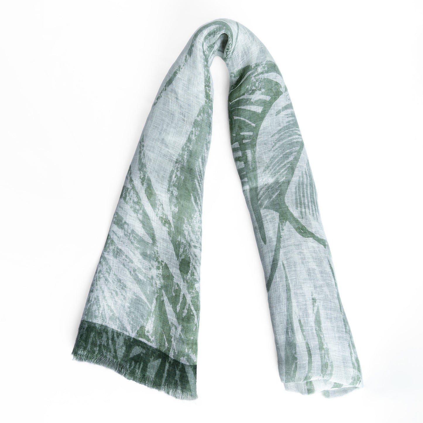 Verdant Breeze Linen Scarf in Sage Green