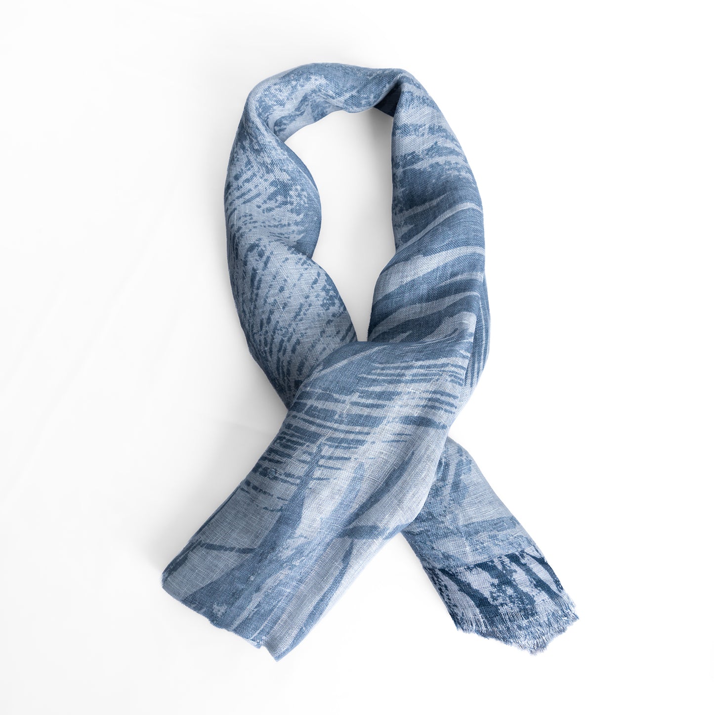 Ocean Breeze Linen Shawl in Indigo Blue