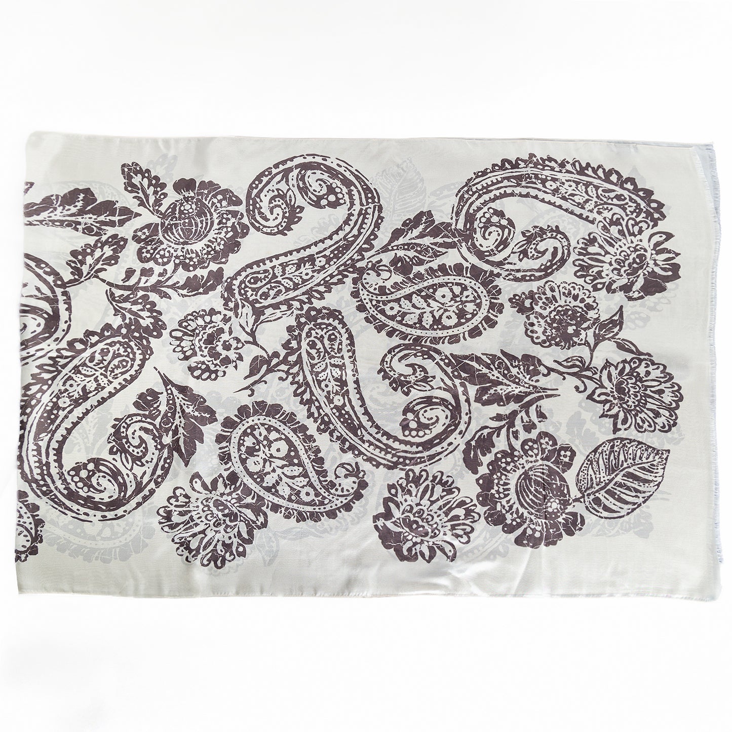 Chocolate Paisley Habotai Silk Scarf