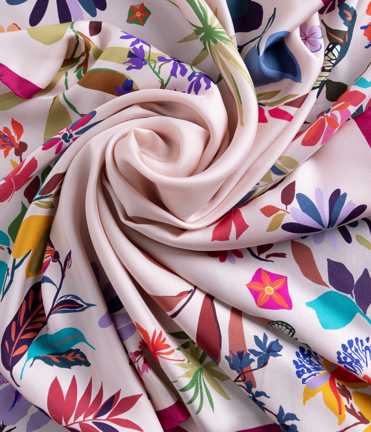 Floral Eden Silk Scarf in Pink and Magenta