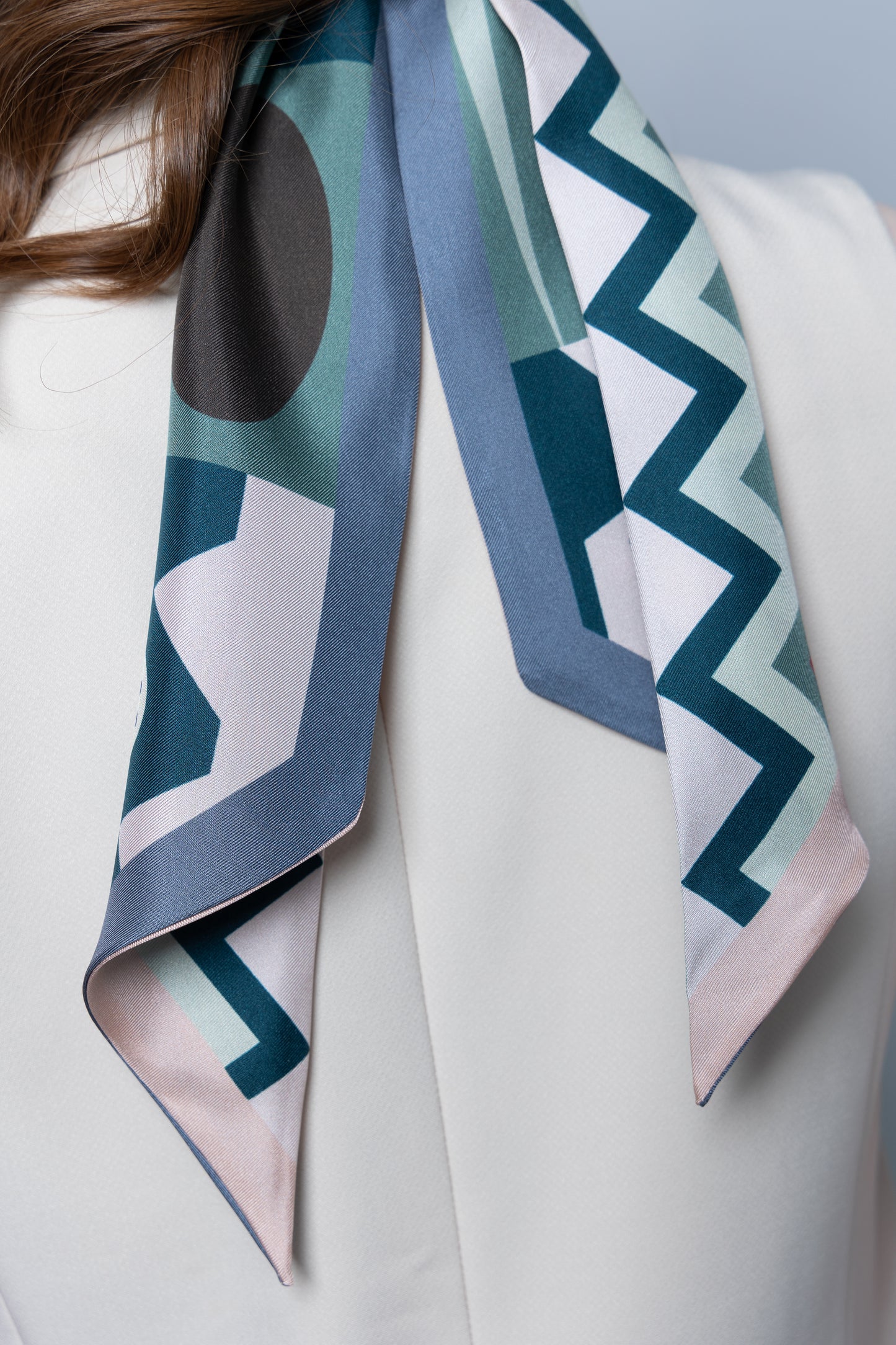 Abstract Harmony Long Silk Scarf (13 x 140 cm)