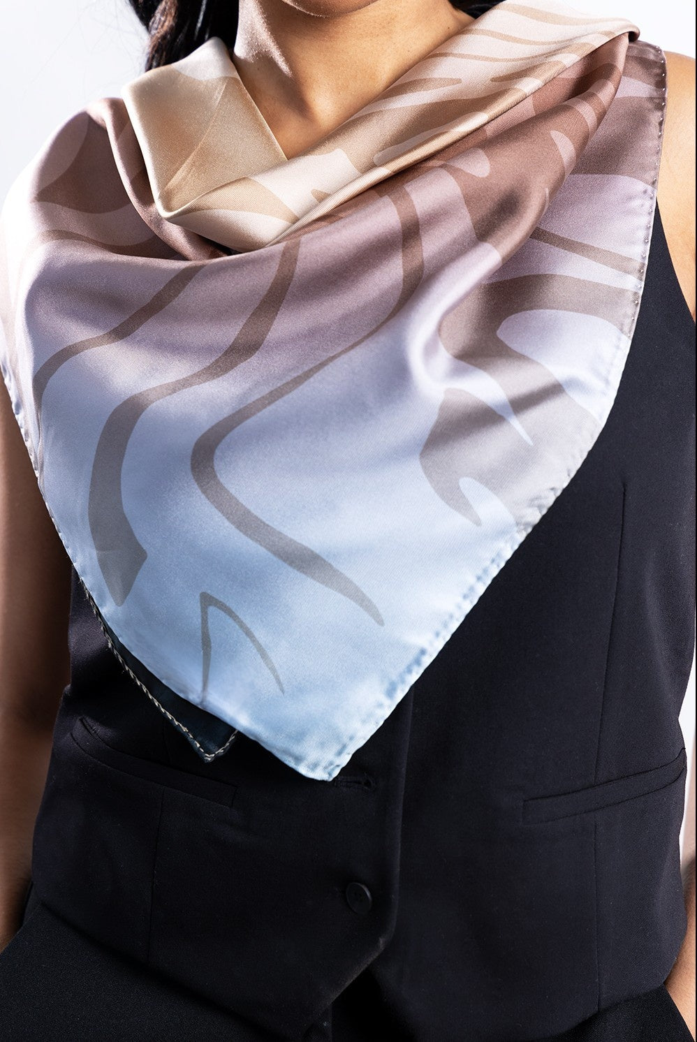 Silk Scarf in Beige with Animal Print