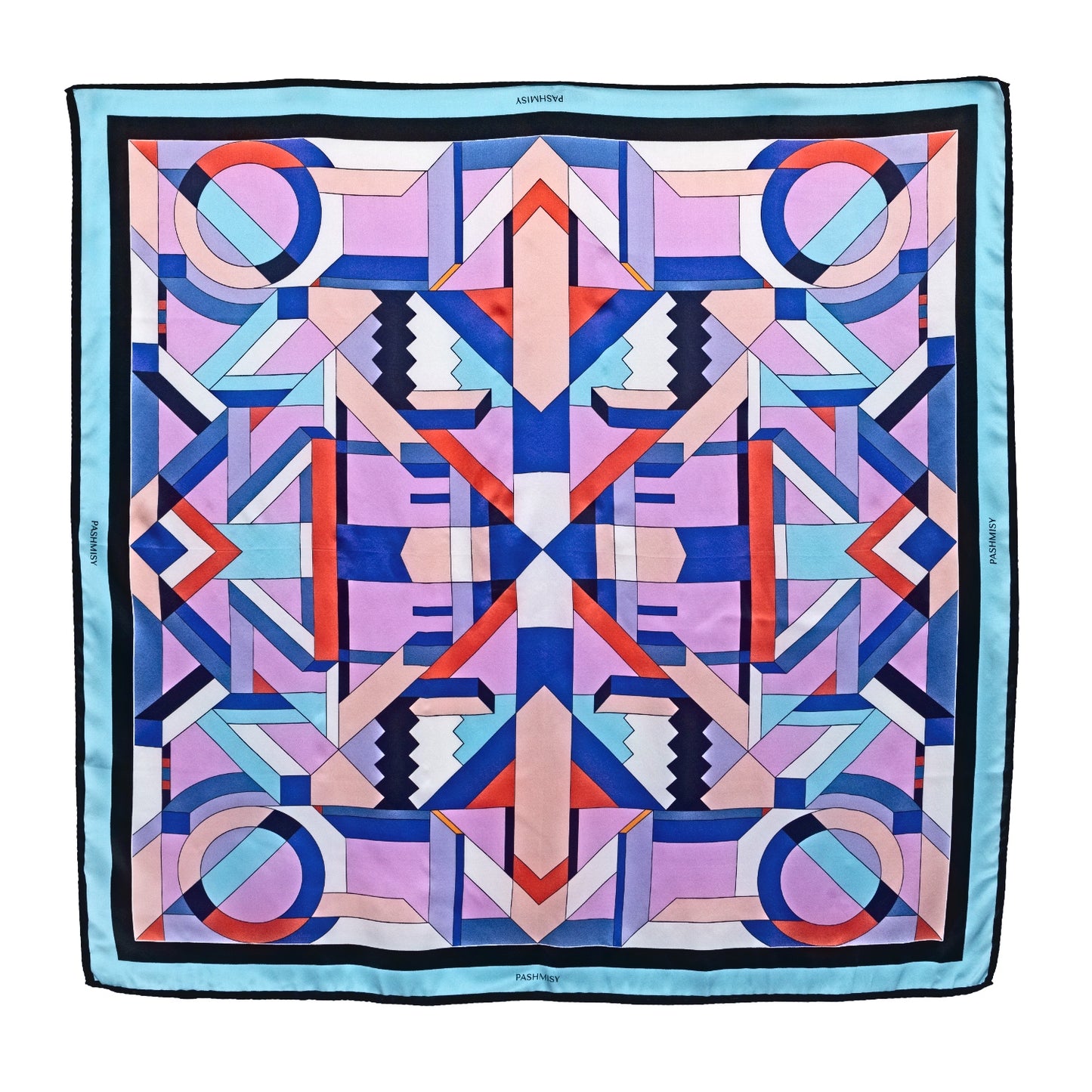Blue Purple Contour Square Silk Scarf