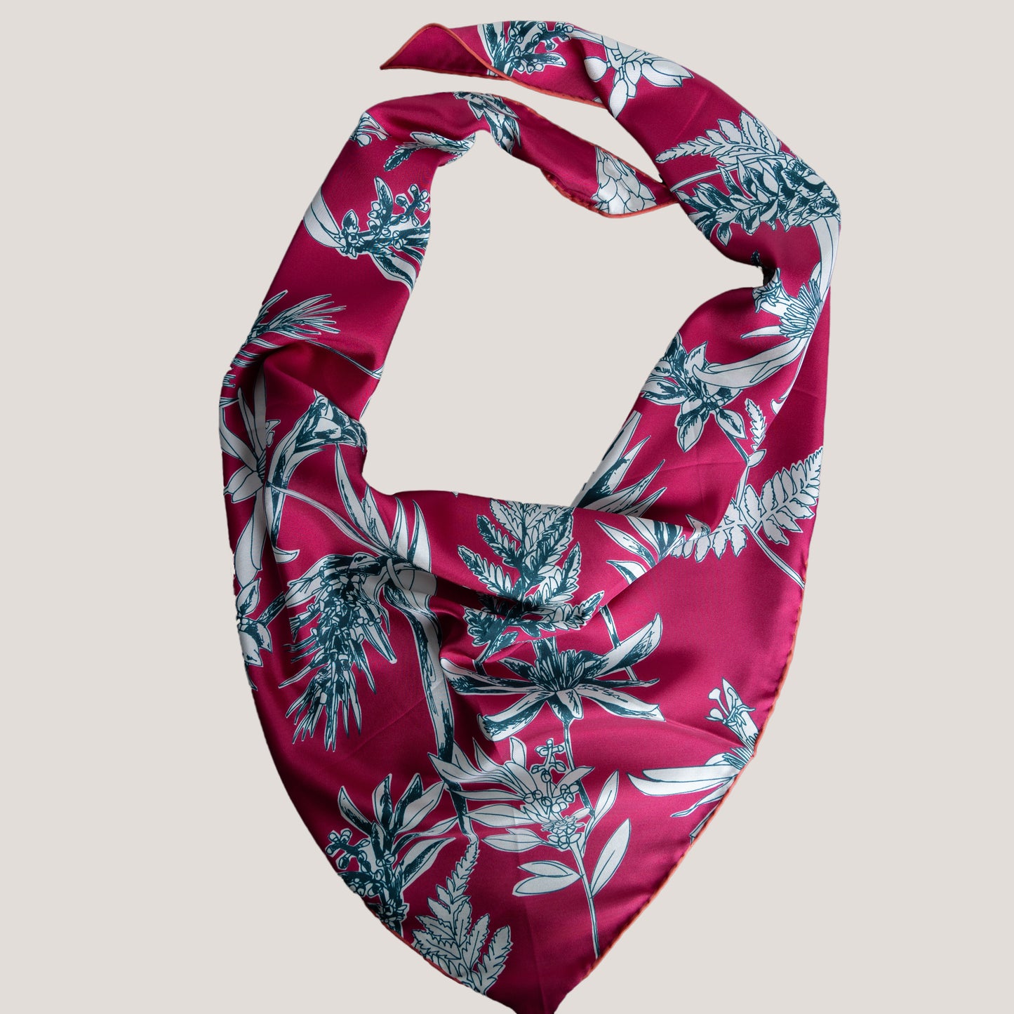 Botanical Symphony Silk Bandana in Magenta