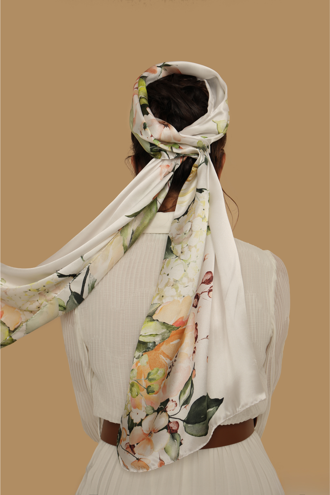 Bride's Roses Long Silk Scarf