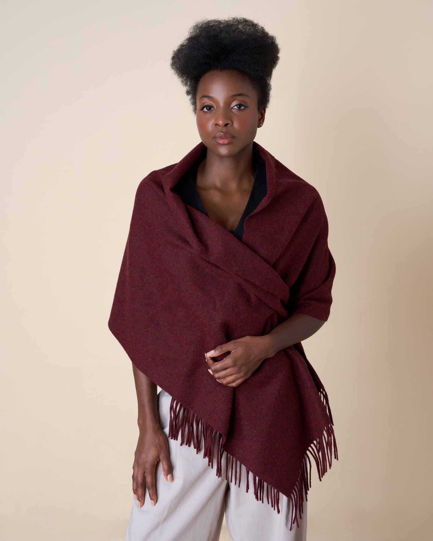 Burgundy Wool Shawl – Made in Italy (50 x 200 cm)