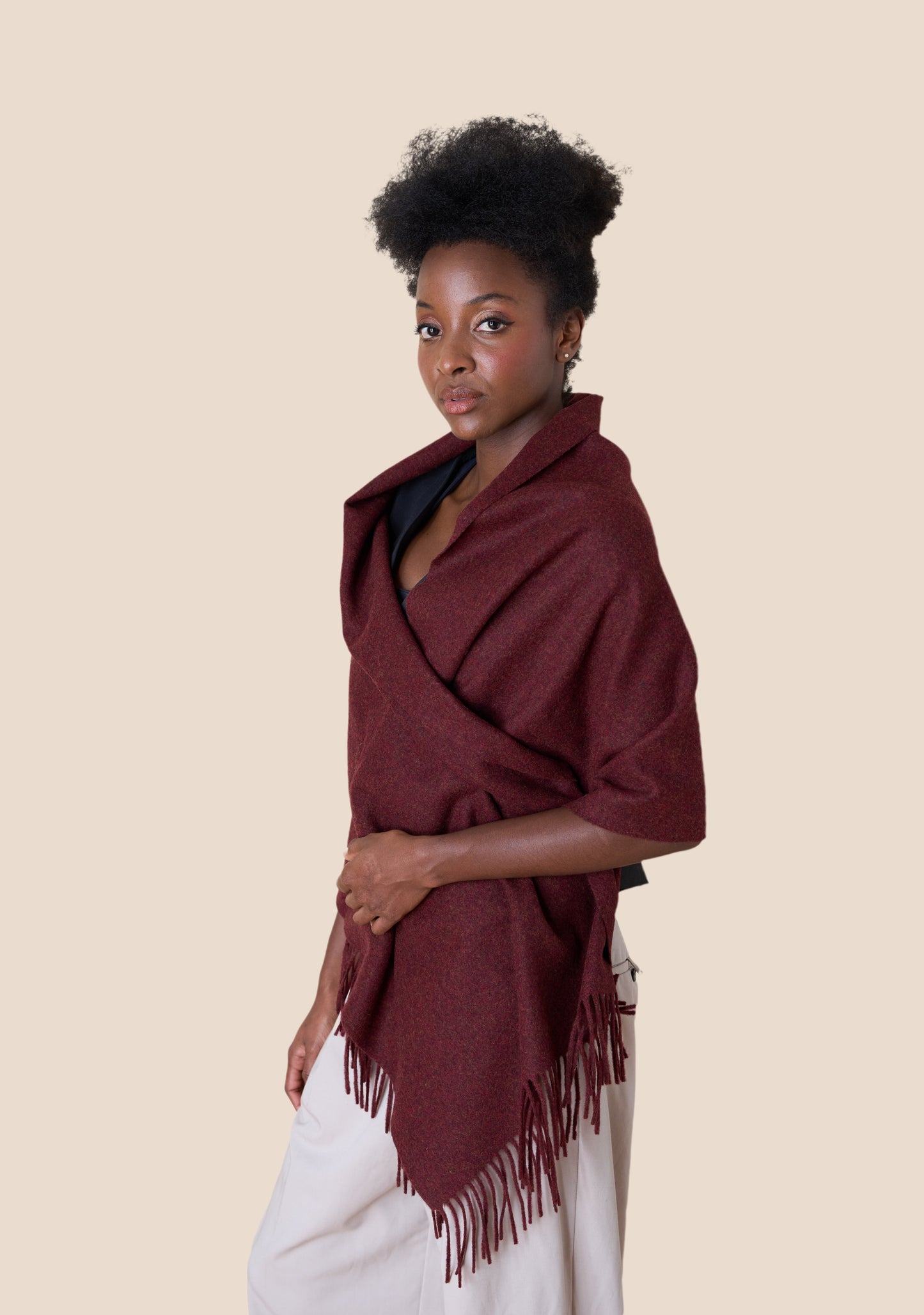Burgundy Wool Shawl – Made in Italy (50 x 200 cm)
