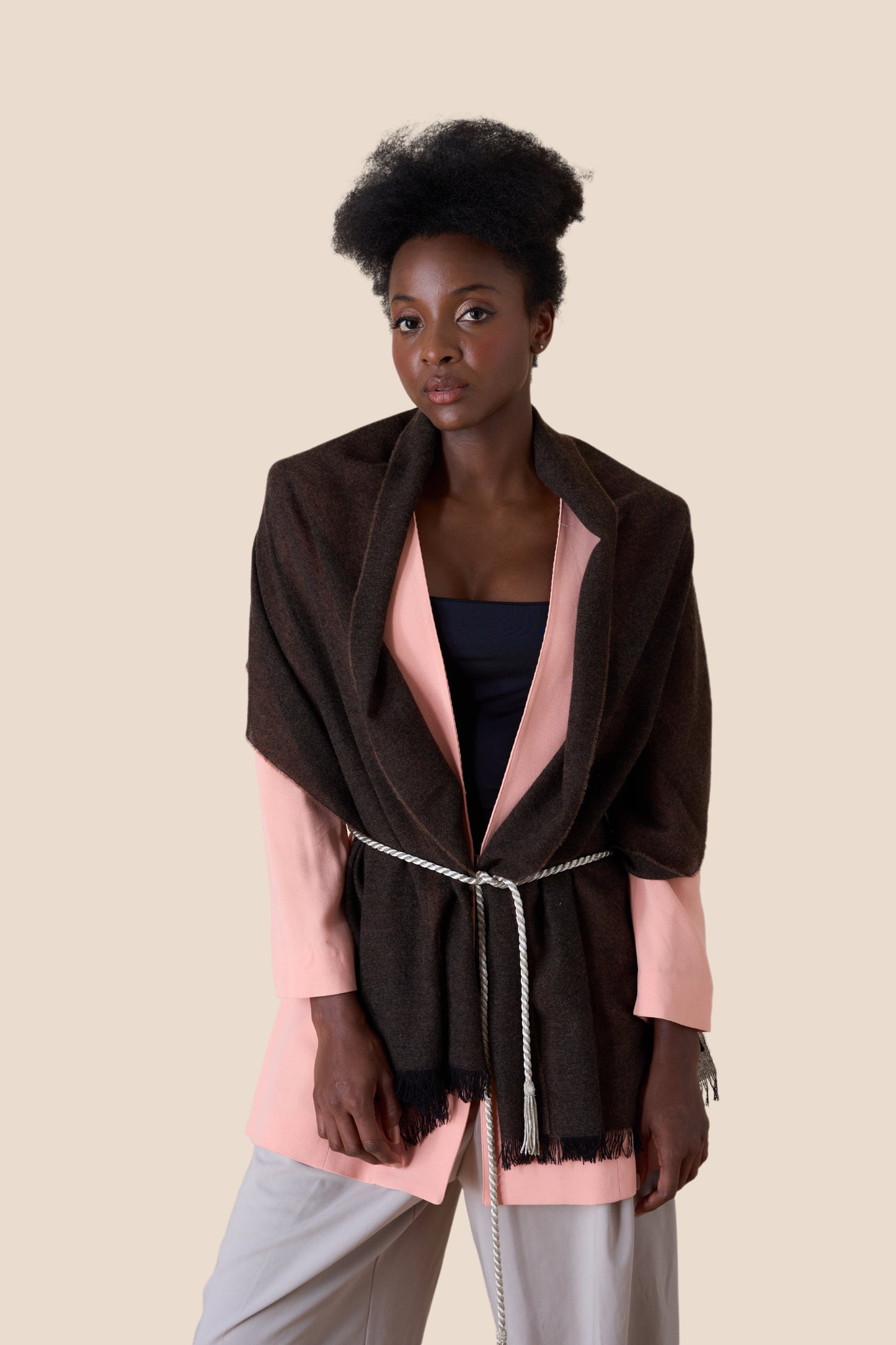 Chocolate Cashmere Shawl – Made in Italy (47 x 180 cm)