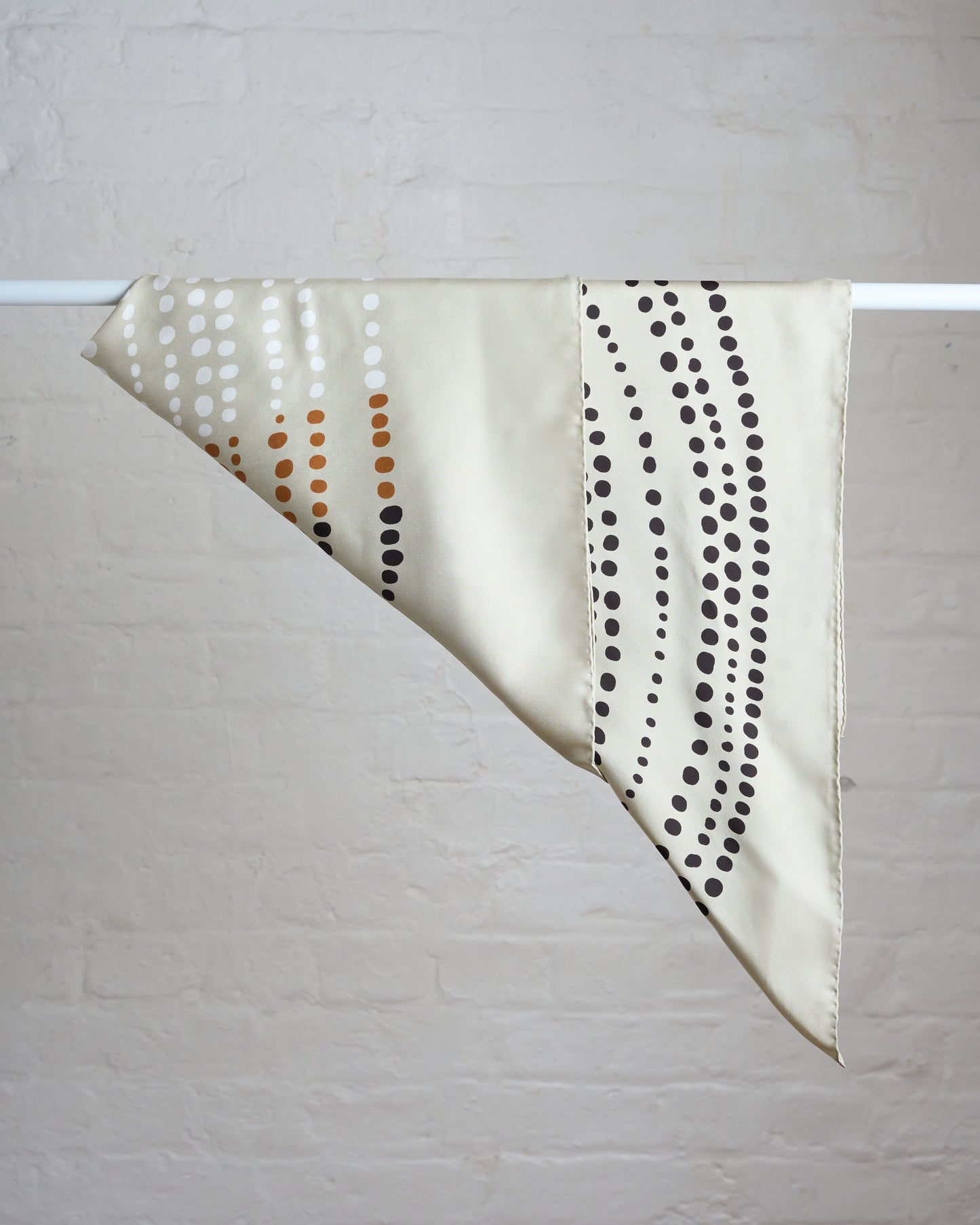Ivory Polka Charm – Italian Silk Square Scarf (90 x 90 cm)