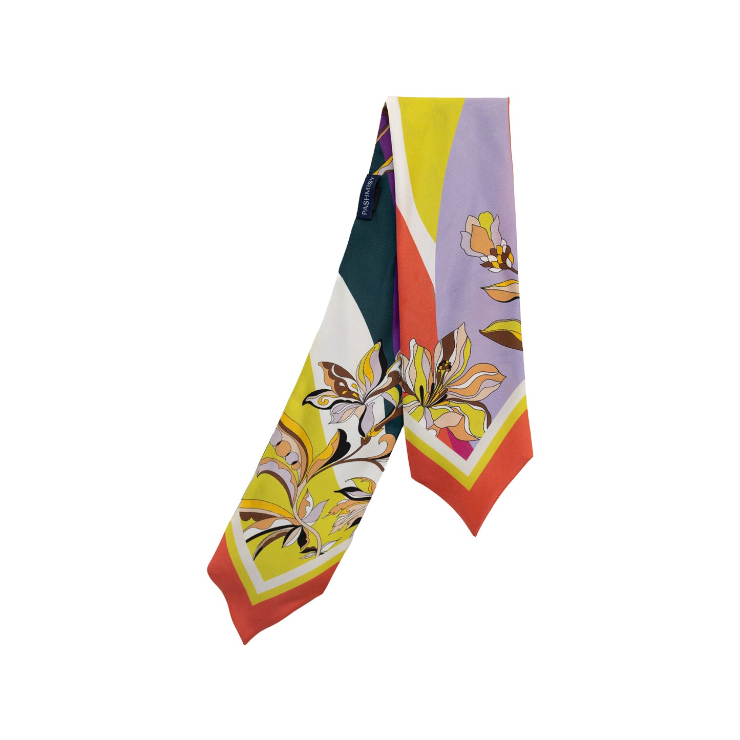 Peach Eden Flower Silk Skinny Scarf
