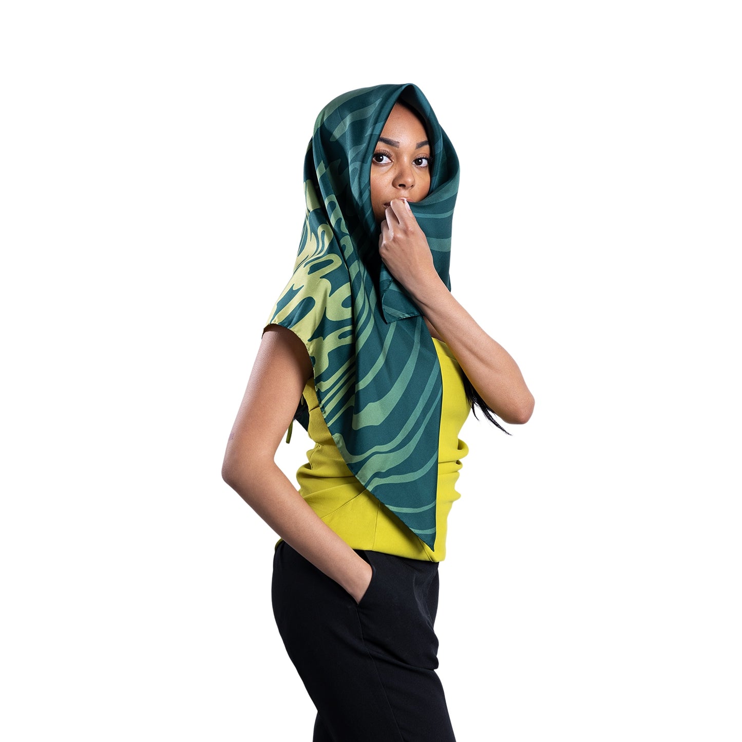 Silk Scarf in Green Animal Print