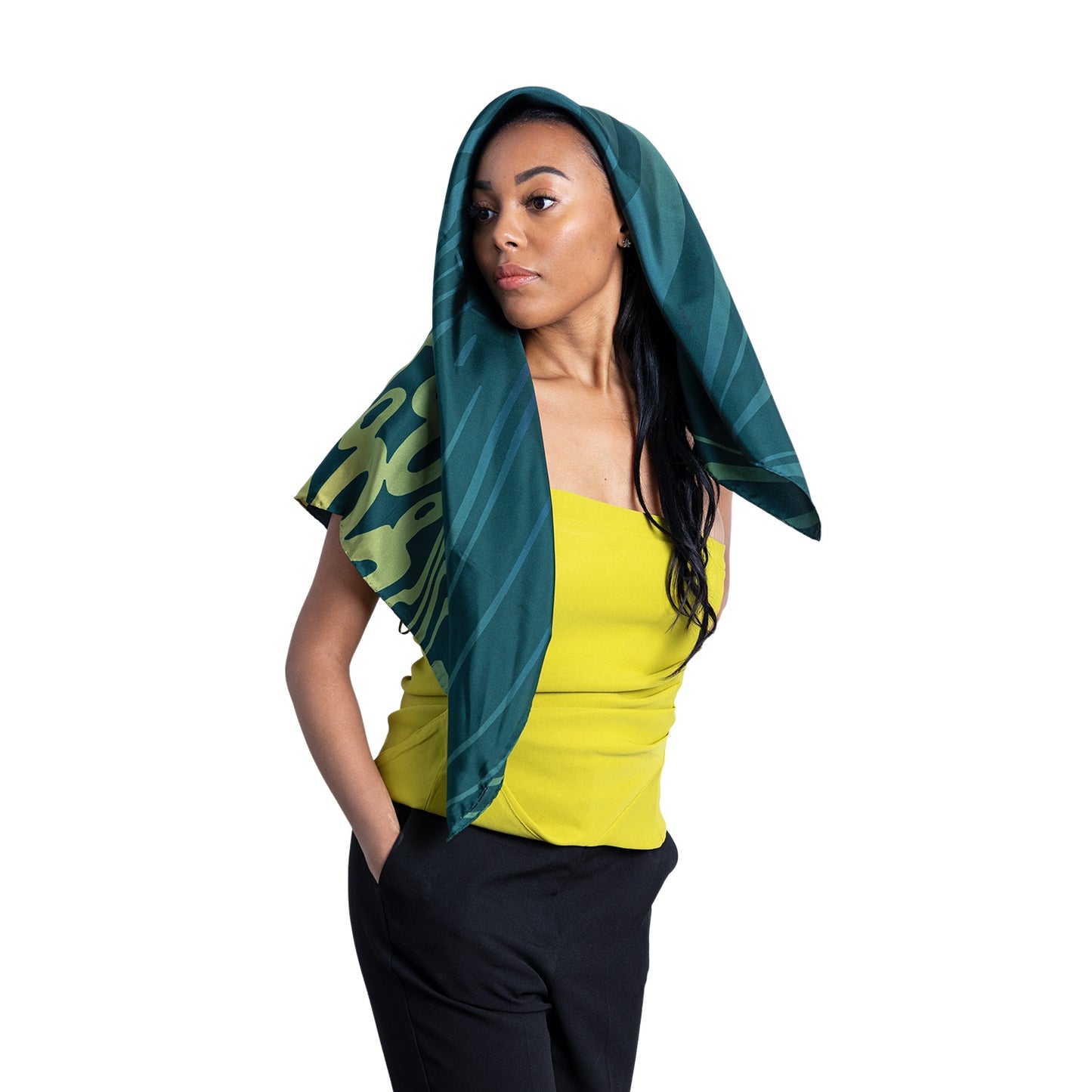 Green Animal Print – Italian Silk Square Scarf (90 x 90 cm)