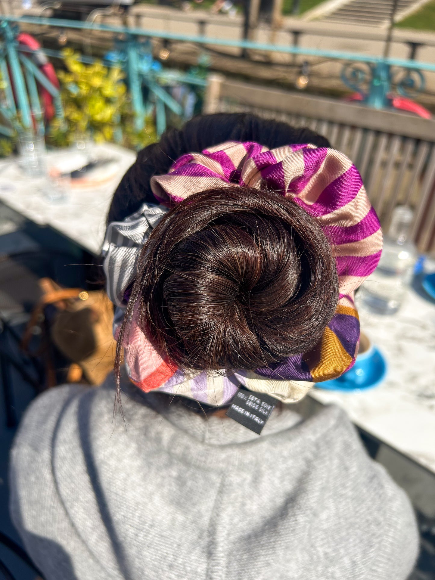 Plum & Gold Silk Scrunchie