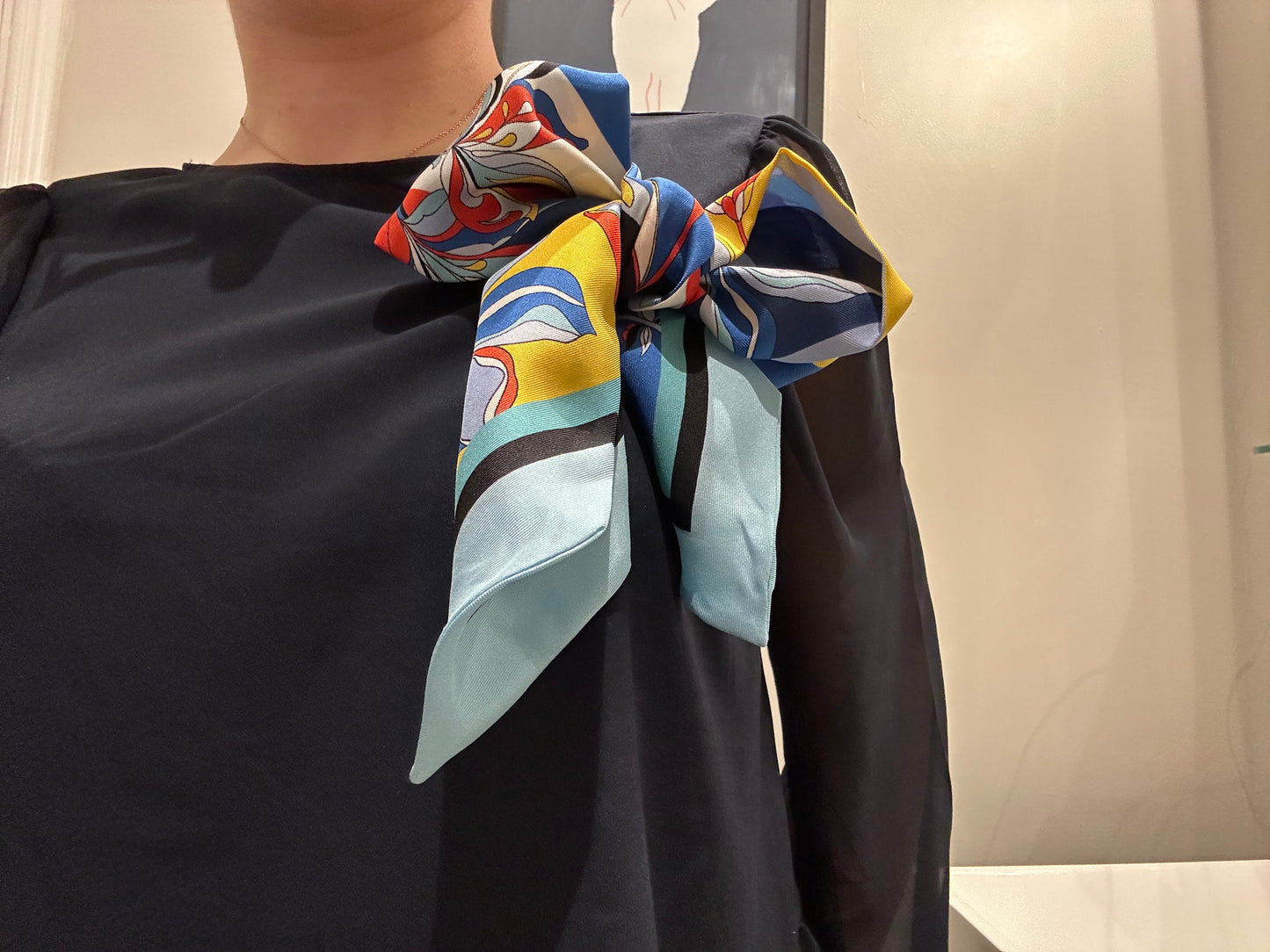 Pre-loved Blue Sky Eden Flower Skinny Silk Scarf