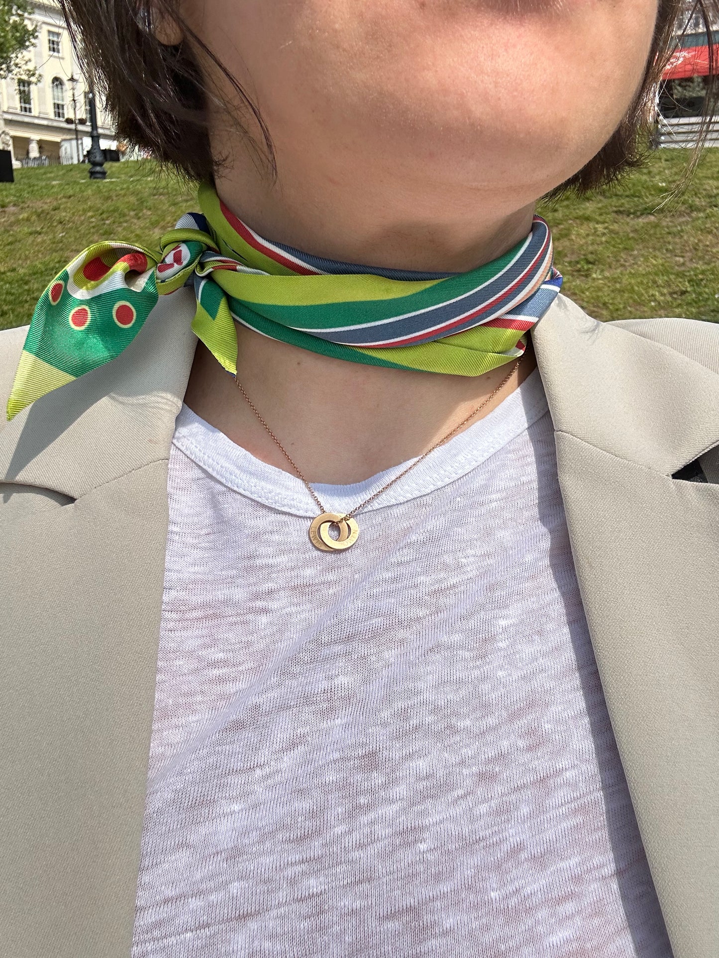 Green Paisley Skinny Silk Scarf