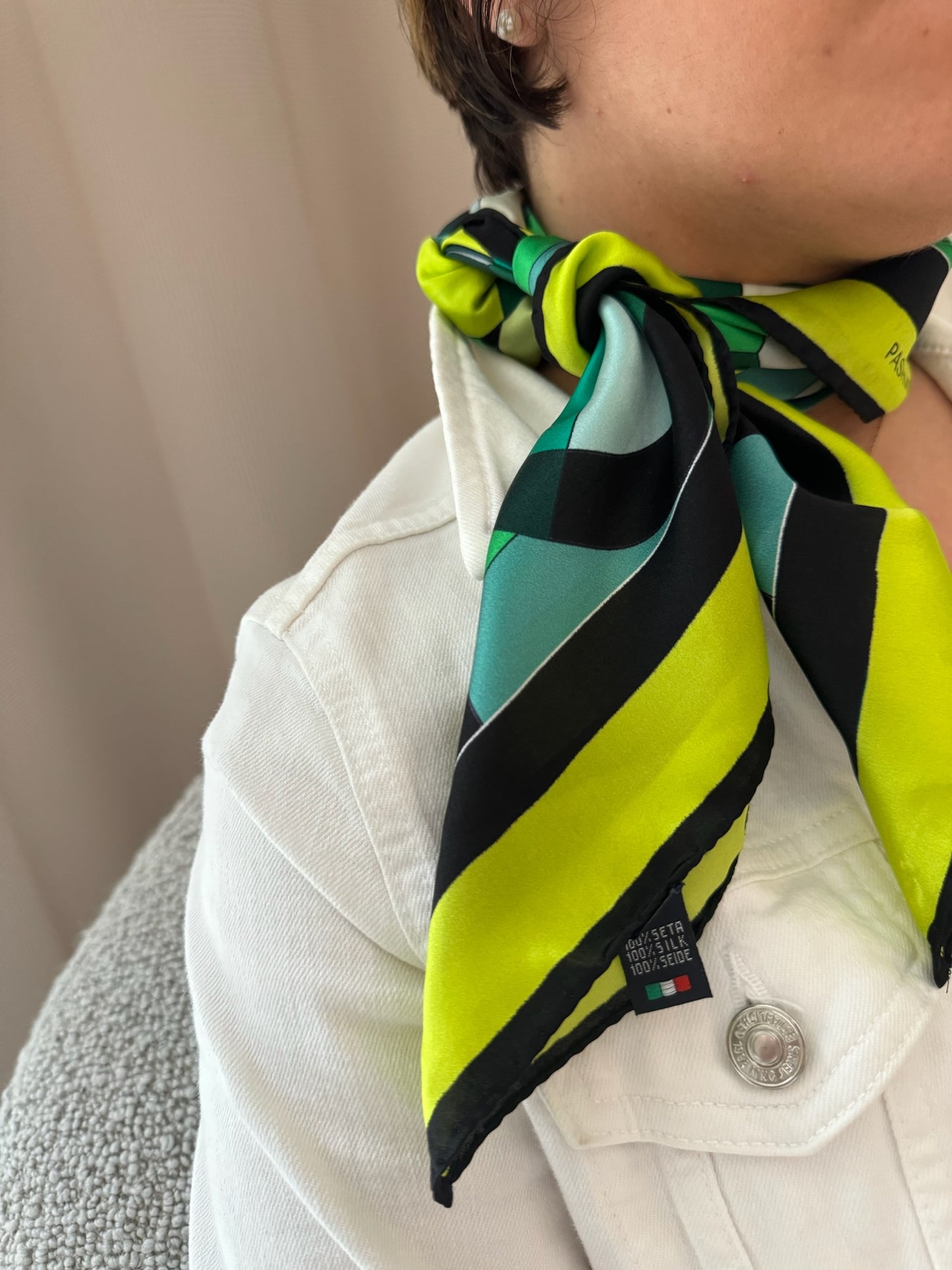 Kelly Green Contour Square Silk Scarf