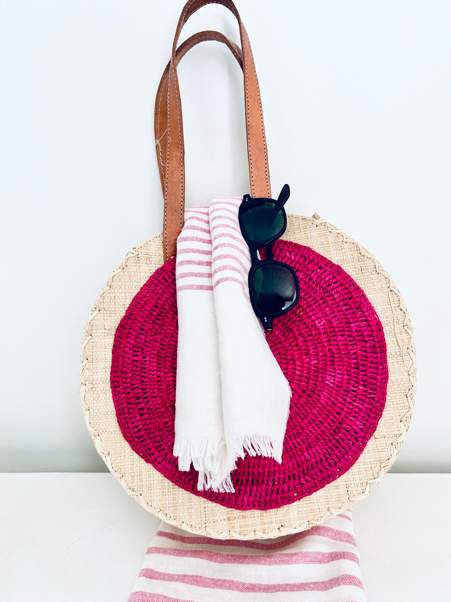 Fuchsia Silk-Linen Stripy Shawl