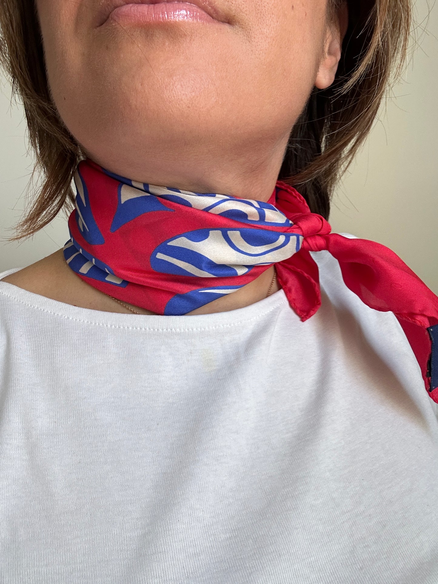 Solitary Flower Red-Purple Square Silk Scarf