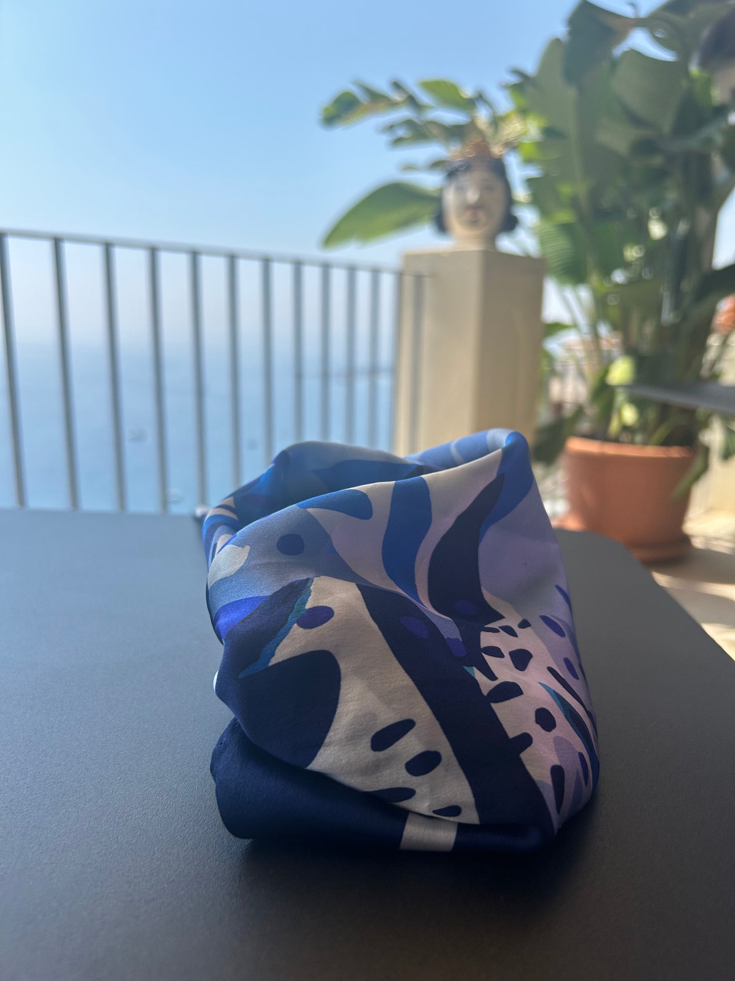 Royal Blue Haze Square Silk Scarf