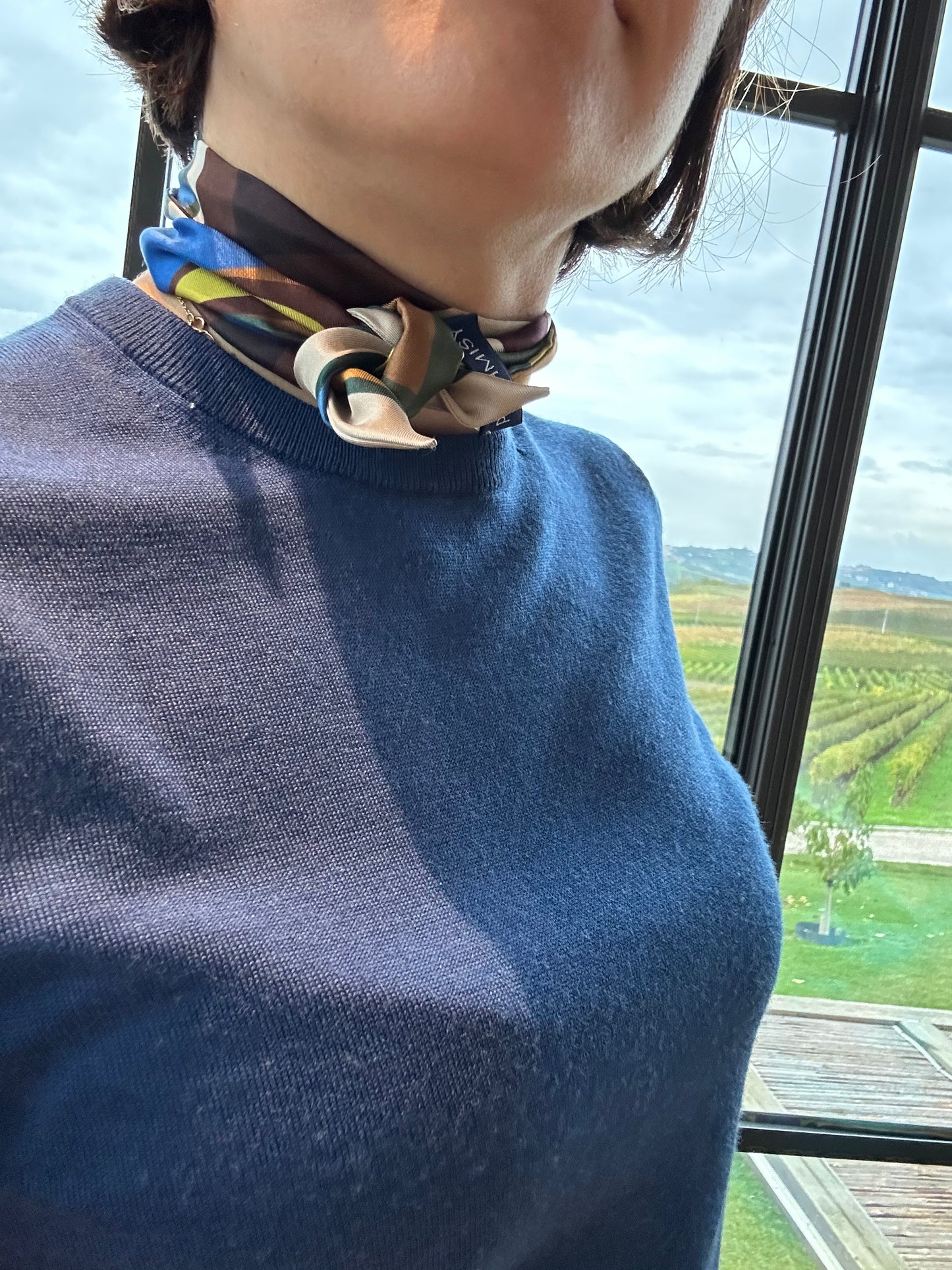 Persian Blue Skinny Silk Scarf (7 x 90 cm)