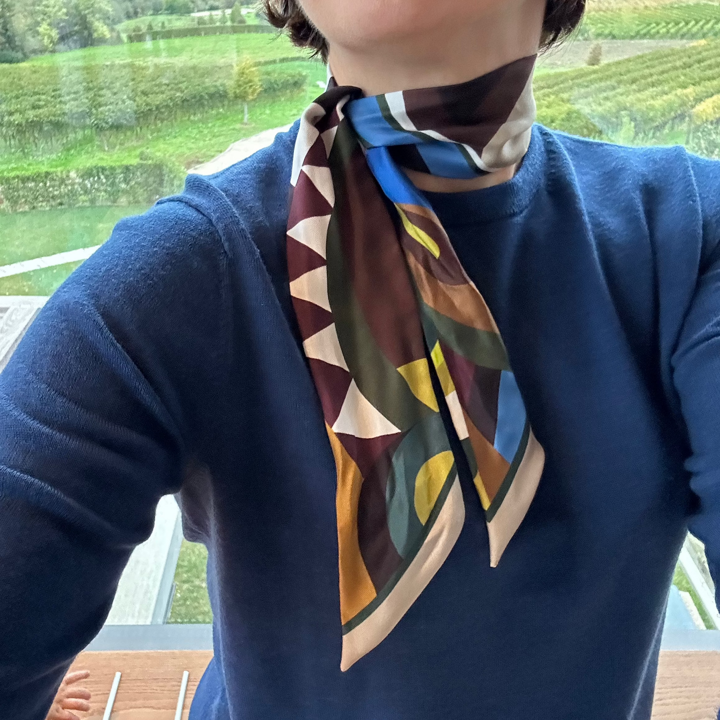 Persian Blue Skinny Silk Scarf (7 x 90 cm)
