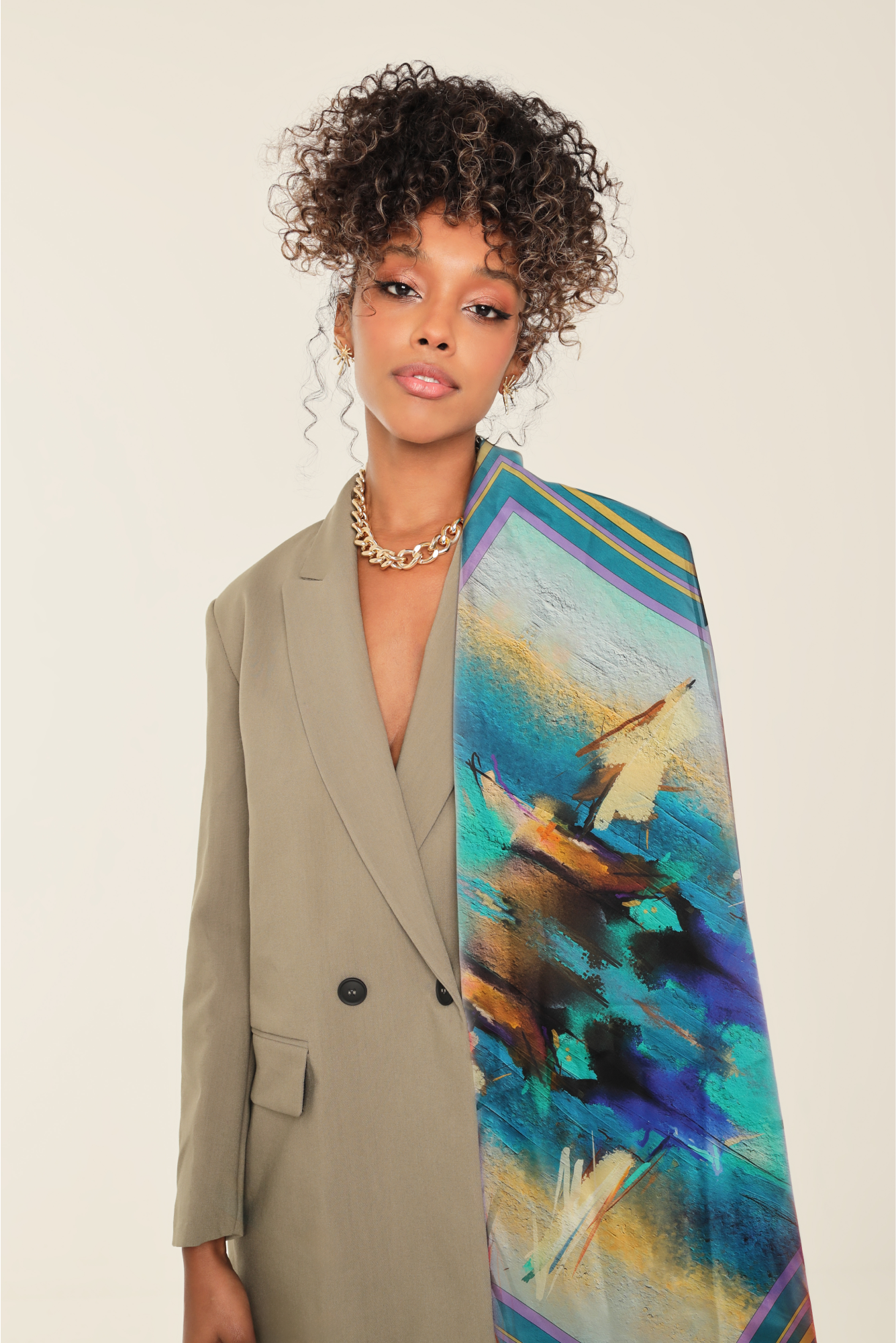 Impressionism Floating Boats Square Silk Scarf