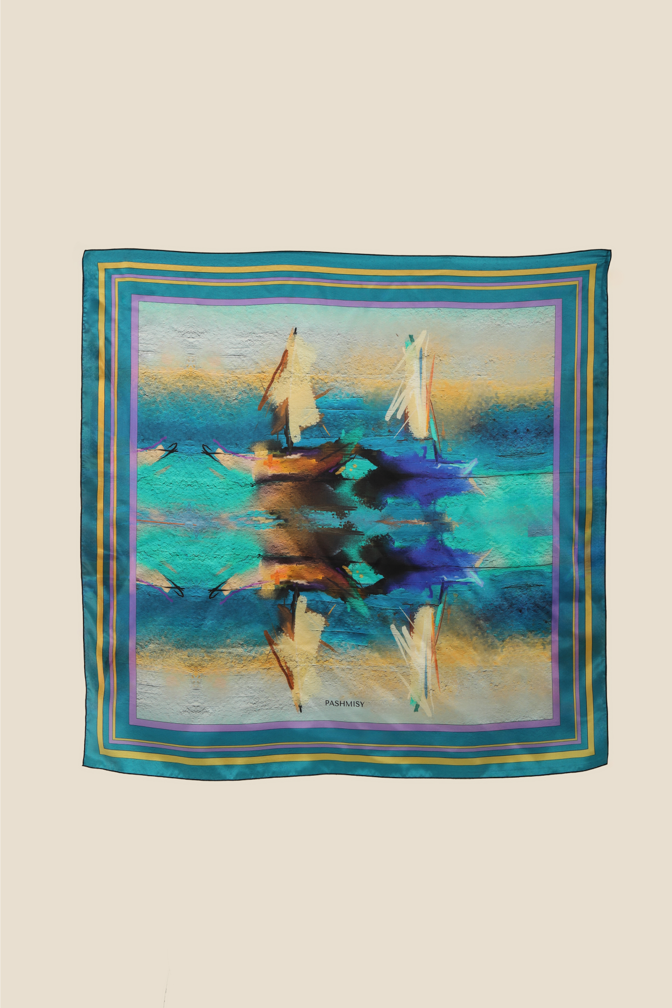 Impressionism Floating Boats Square Silk Scarf