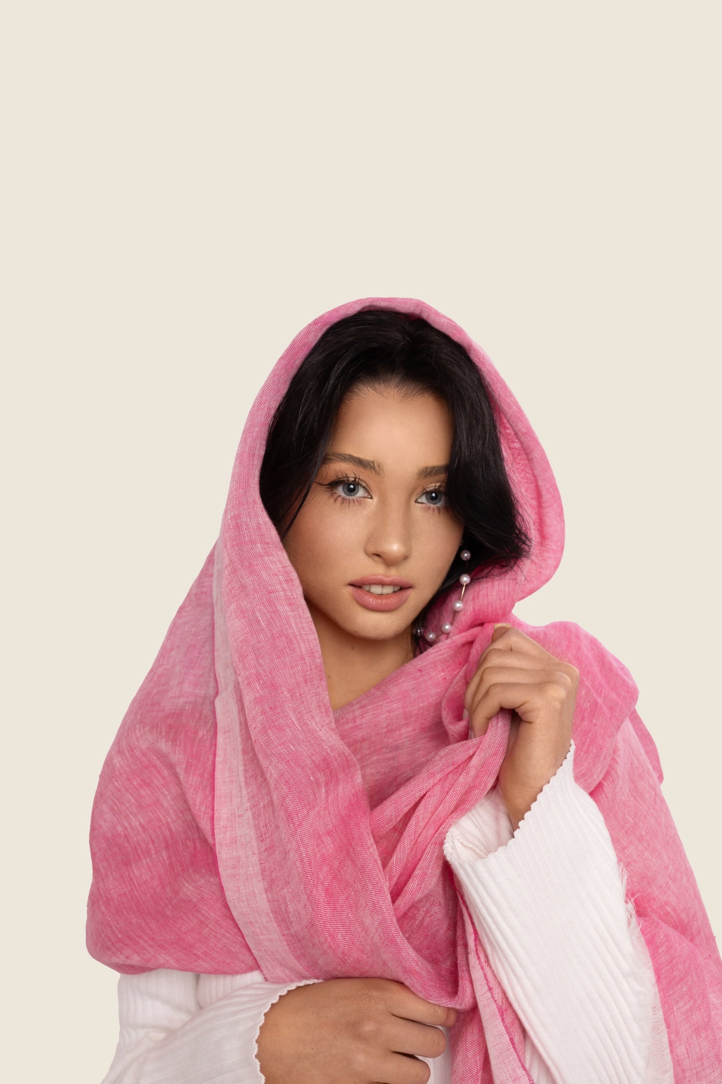 Pink Linen Summer Shawl