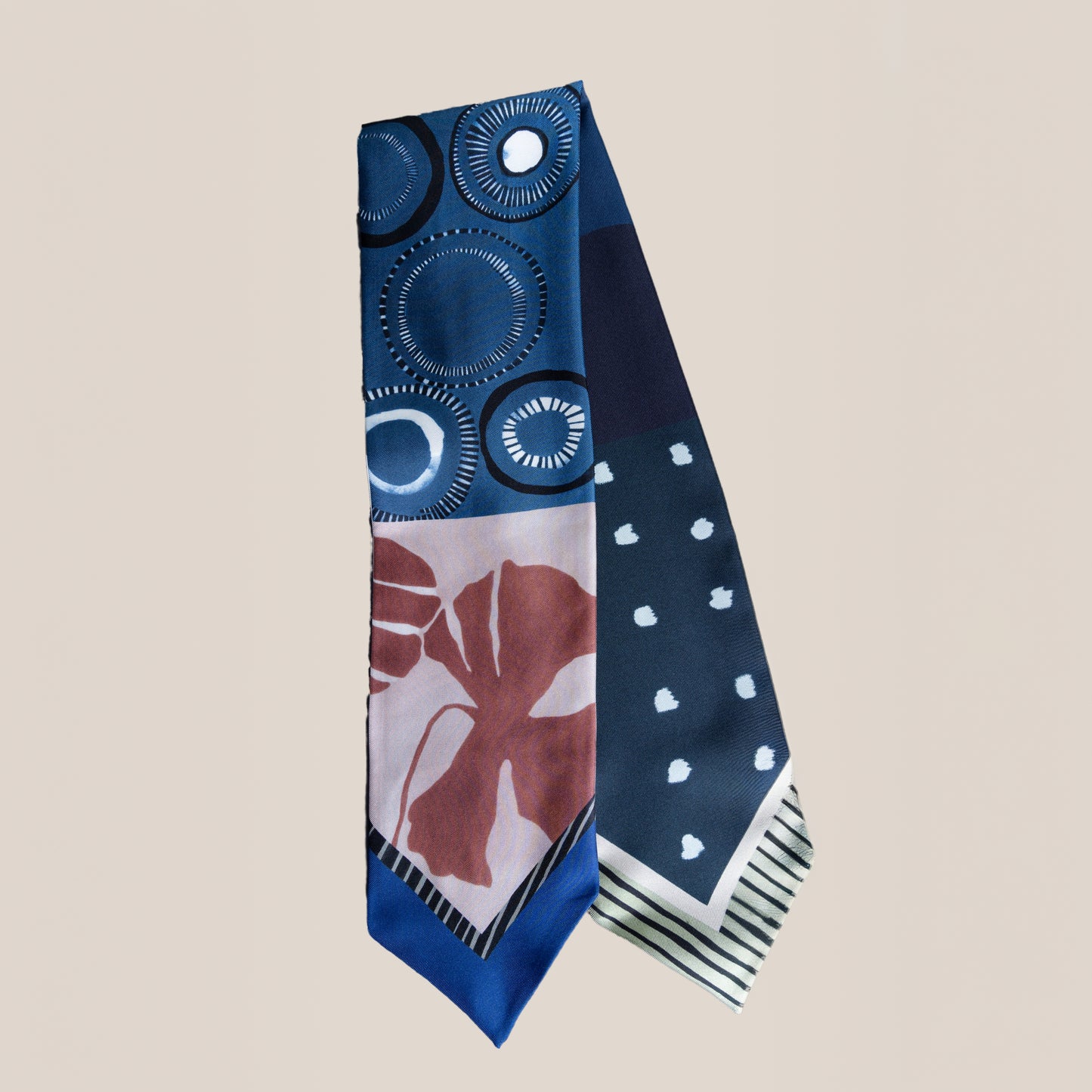 Midnight Bloom Silk Scarf in Navy and Sage