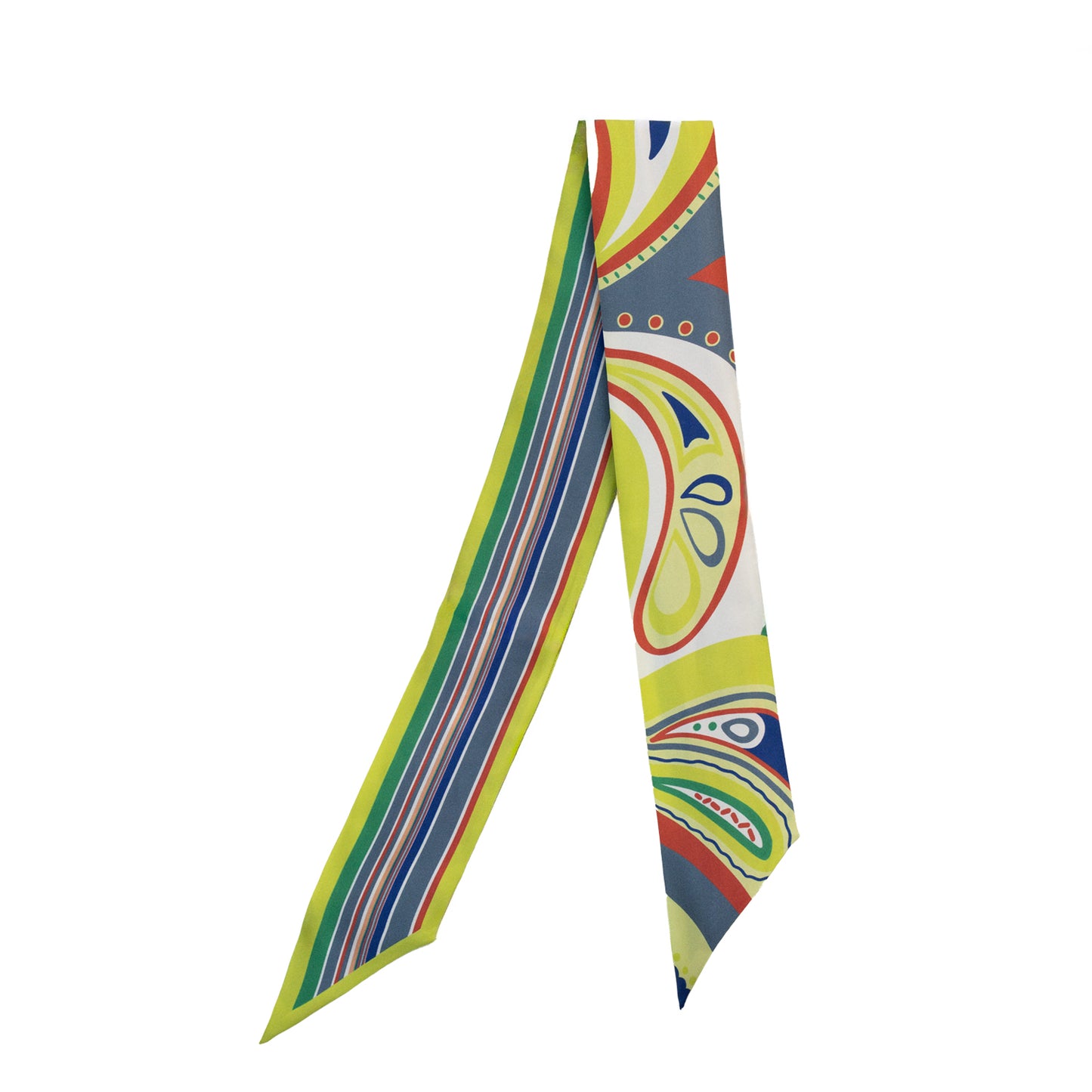 Green Paisley Skinny Silk Scarf