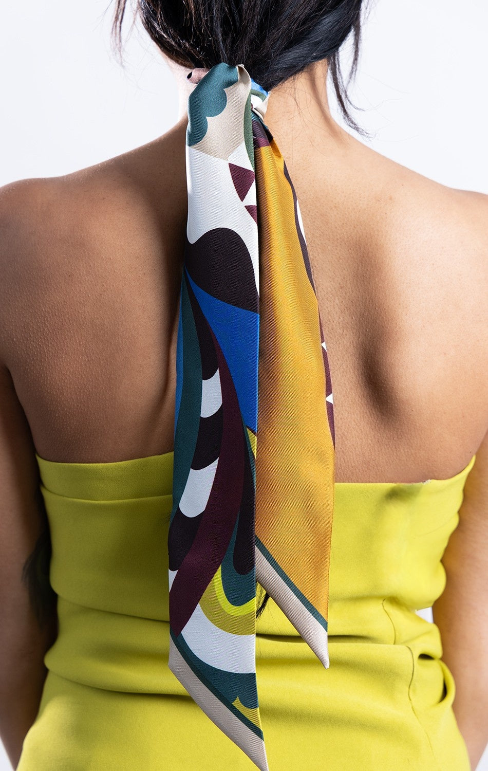Persian Blue Skinny Silk Scarf (7 x 90 cm)