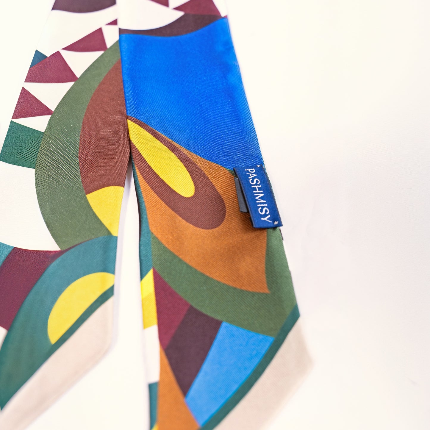 Persian Blue Skinny Silk Scarf (7 x 90 cm)