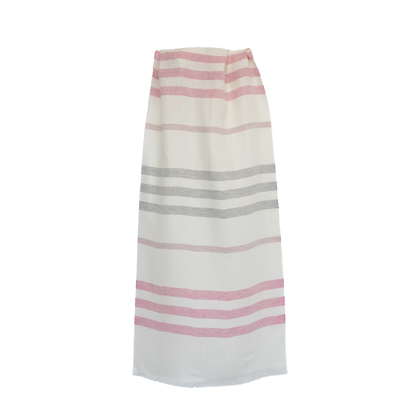 White Silk-Linen Stripy Shawl