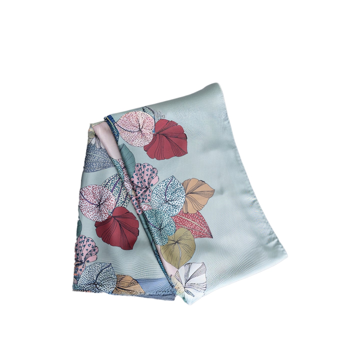 Tropical Bloom Pale Pink and Sage Silk Scarf