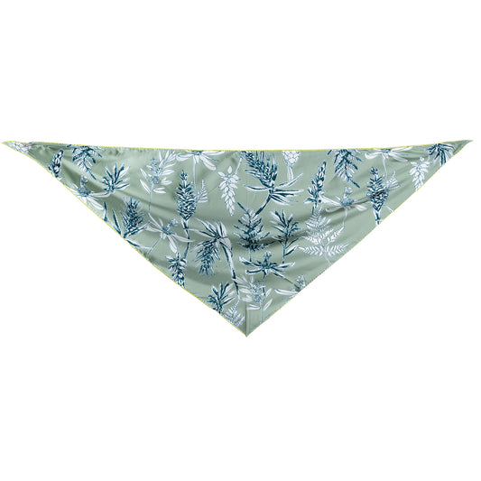Botanical Symphony Silk Triangle Scarf in Sage (100 x 100 x 14 cm)