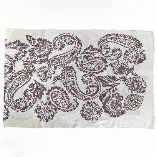 Chocolate Paisley Habotai Silk Scarf