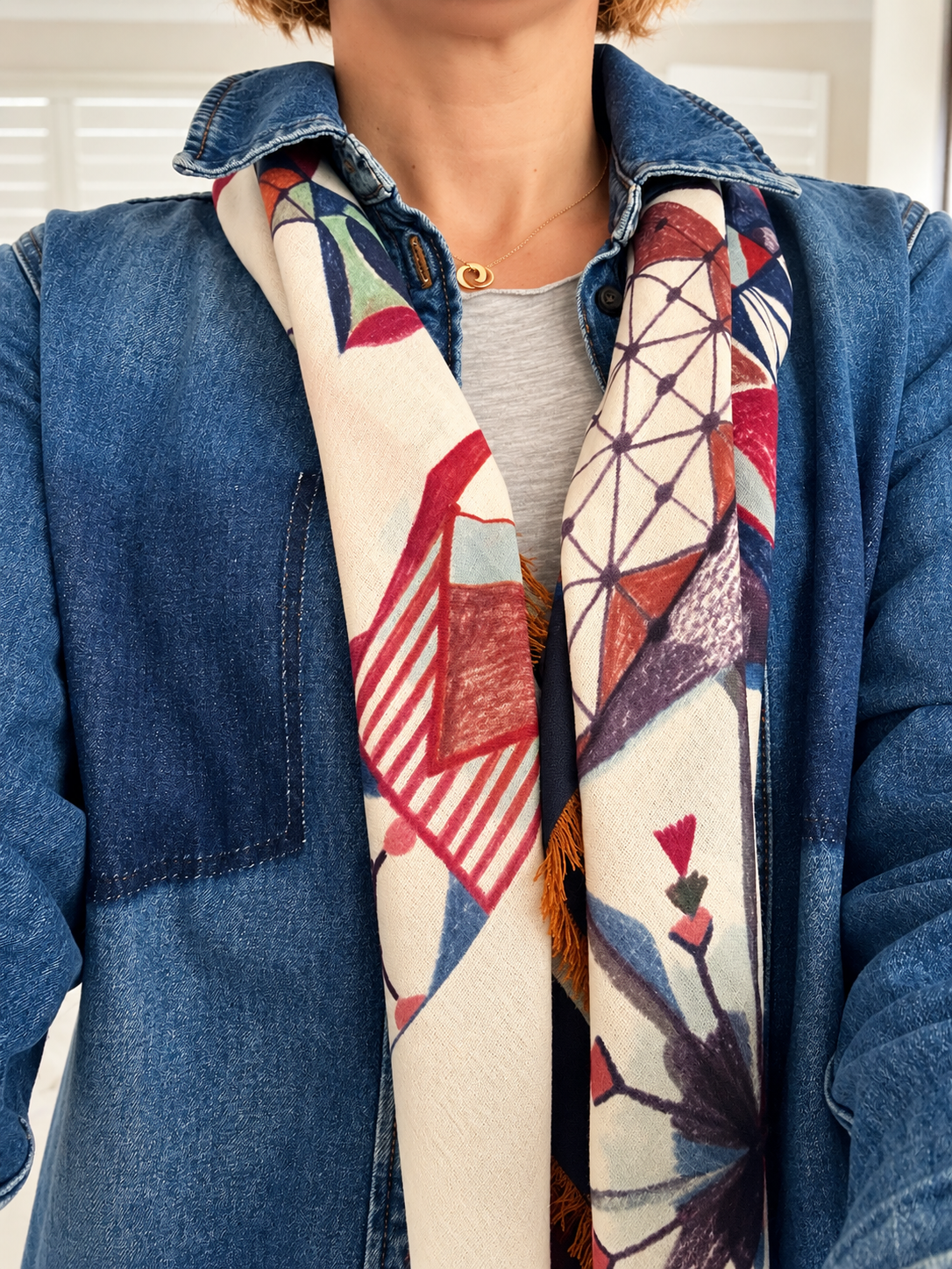 Mosaic Garden Italian Light Wool Scarf