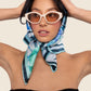 Aqua Wave Flow Square Silk Scarf