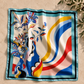Blue Powder Serene Bloomy Flower Silk Square Scarf | Handmade in Italy |