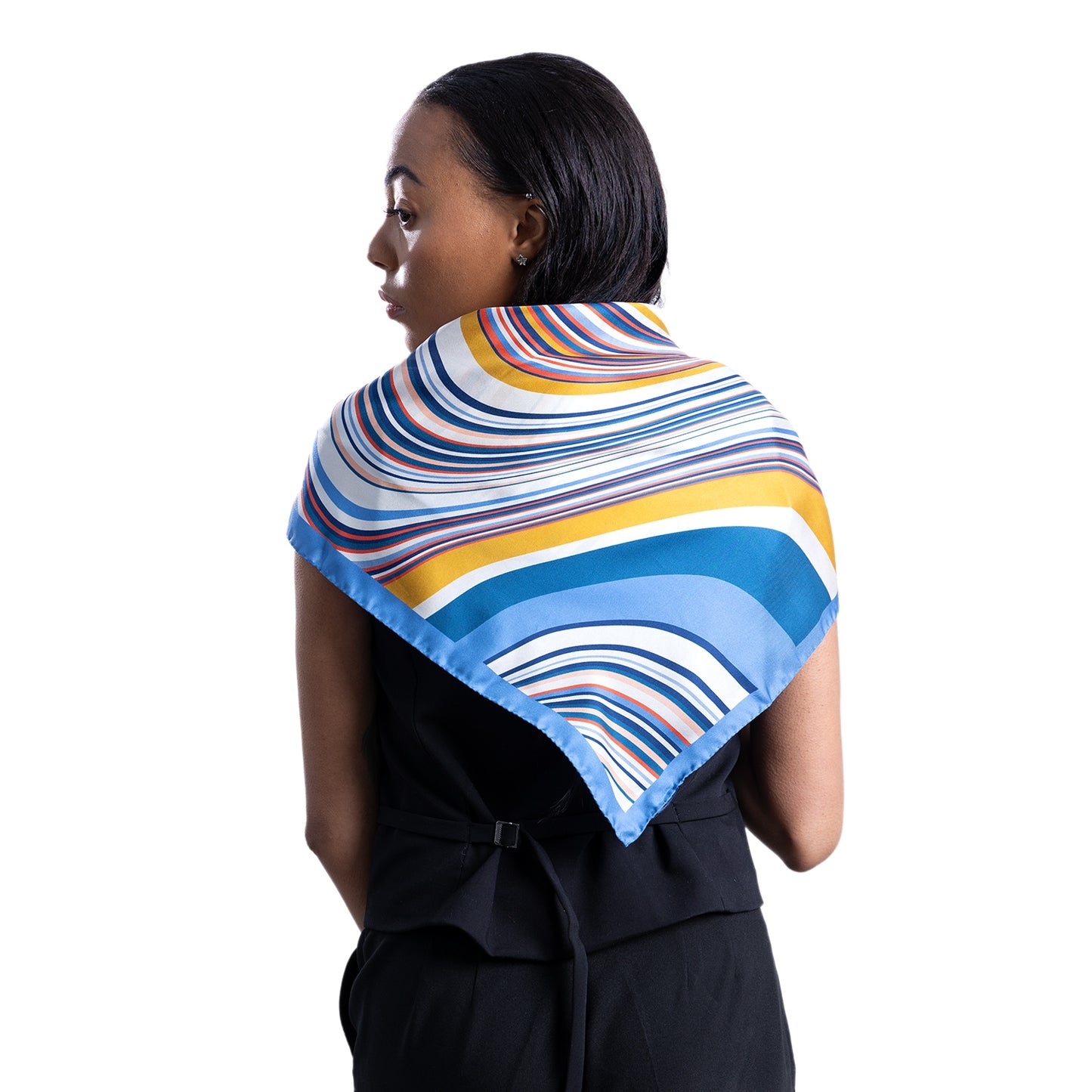 Blue Waves Silk Square Scarf