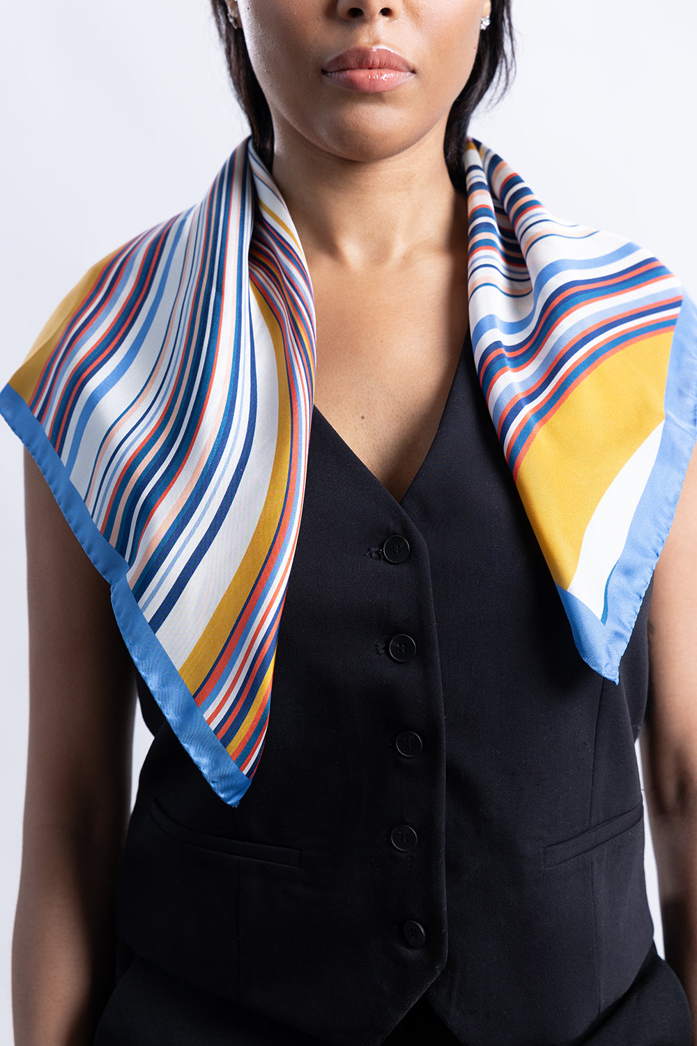 Blue Waves Silk Square Scarf