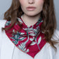 Botanical Symphony Silk Bandana in Magenta