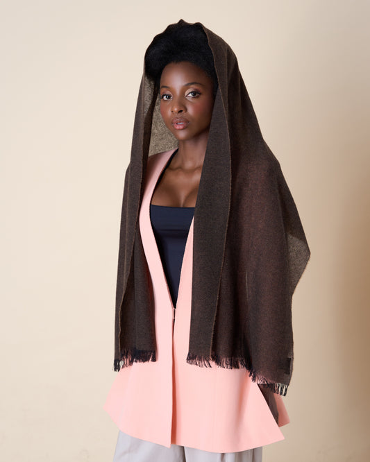 Chocolate Cashmere Shawl – Made in Italy (47 x 180 cm)