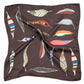 Chocolate Leaves Charm Italian Silk Scarf Bandana (53x53cm). Made in Italy