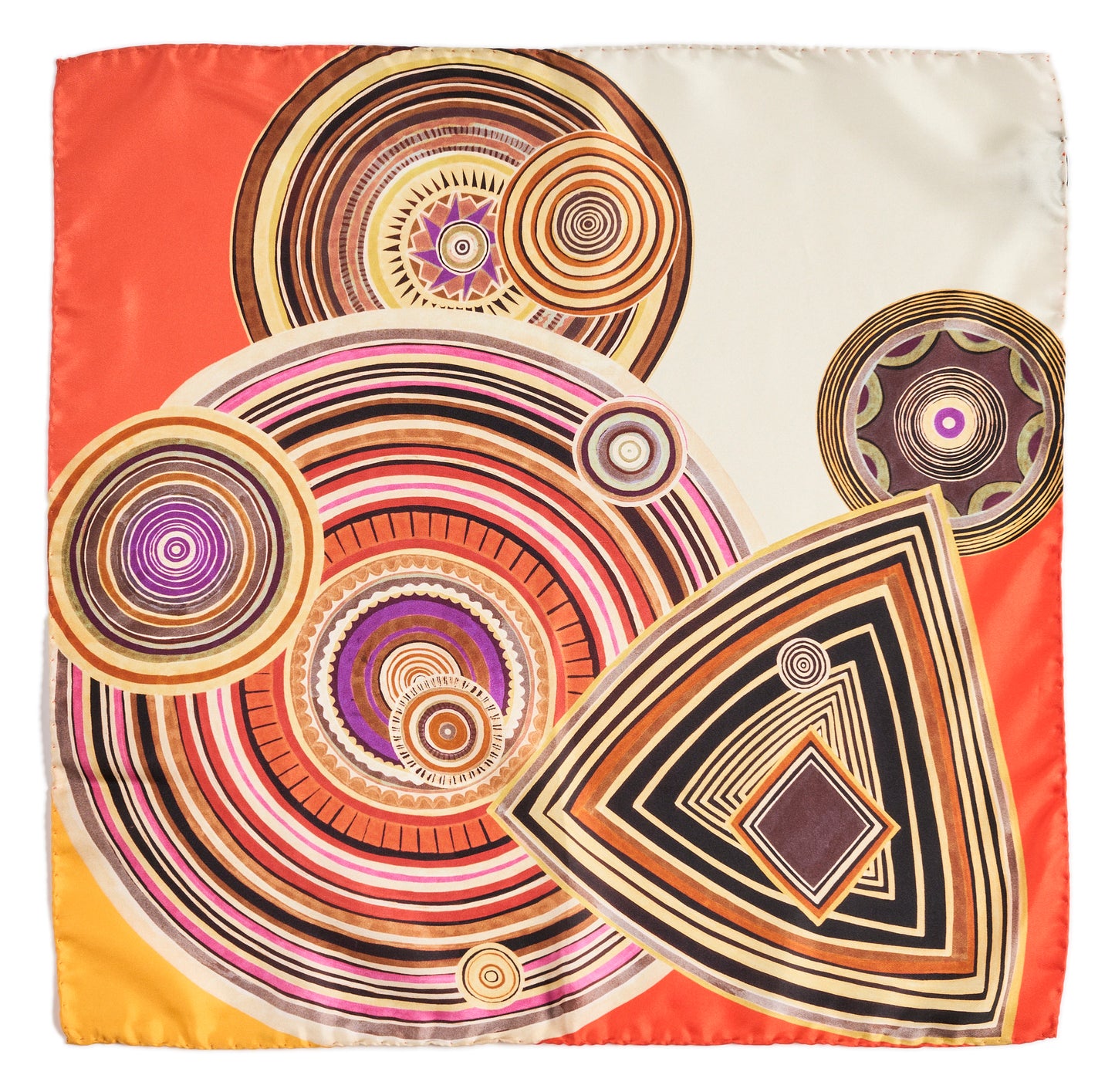 Sunset Geometry Silk Scarf – Italian Square Silk Scarf 53 × 53 cm