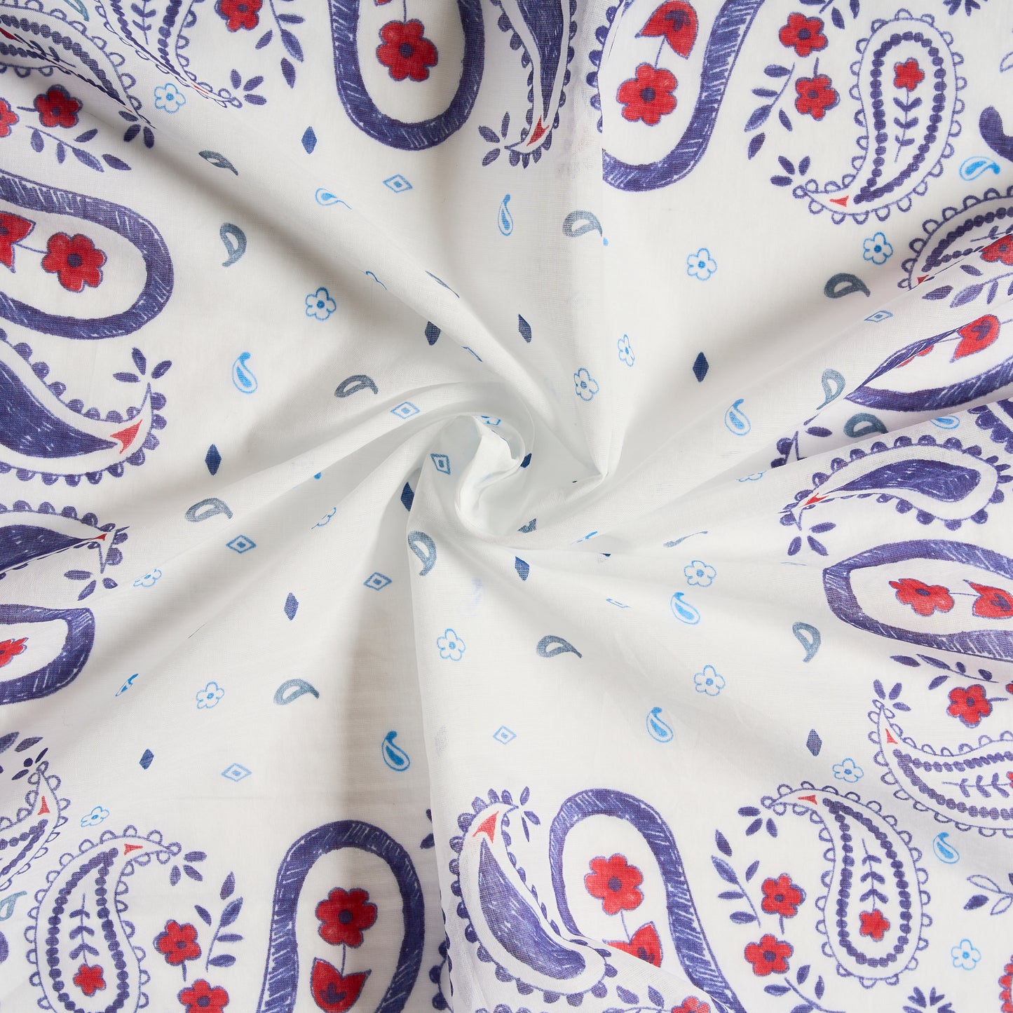 Blue Paisley Cotton Bandana Scarf – Square Cotton Scarf (70 × 70 cm)