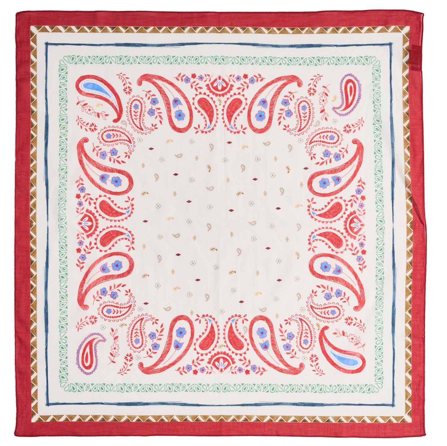 Red Paisley Cotton Bandana Scarf – Square Cotton Neck Scarf (70 × 70 cm)