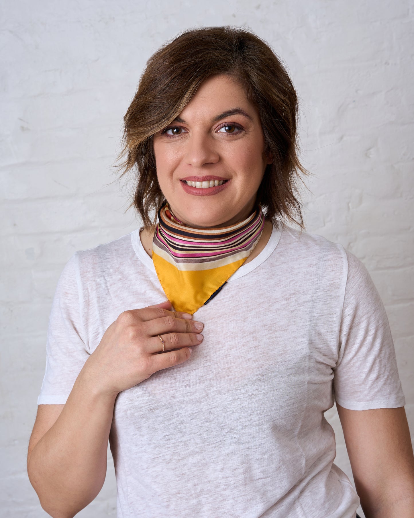 Sunset Geometry Silk Scarf – Italian Square Silk Scarf 53 × 53 cm